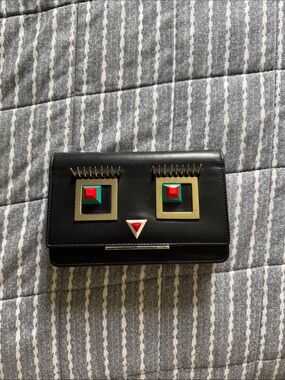 Fendi Black Leather Hypnoteyes Wallet On Chain